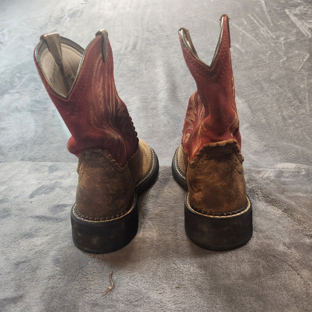 Ariat Boots Womens 7 Brown Red Leather Fatbaby Cowgirl Western 10014079 - Picture 5 of 9